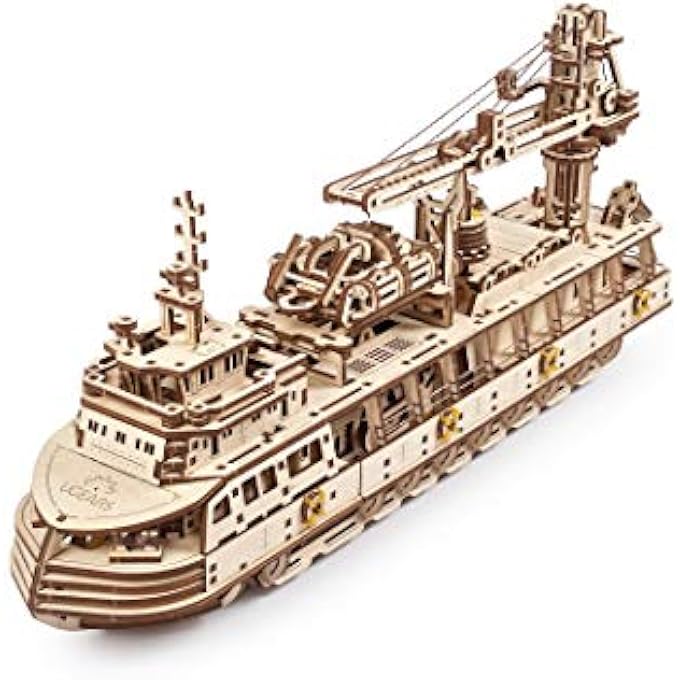 3D PUZZLES RESEARCH VESSEL DIY MODEL SHIP 3D - EXCLUSIVE WOODEN MODEL KITS FOR ADULTS TO BUILD - UNIQUE AND CREATIVE WOODEN MECHANICAL MODELS - SELF ASSEMBLY WOODCRAFT KITS - Image 2
